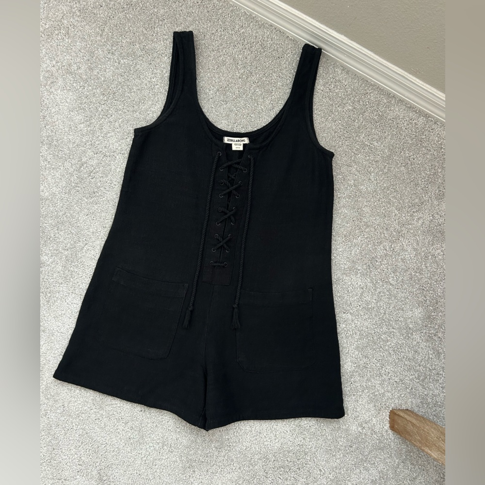 Billabong Black Lace-Up Knit Romper